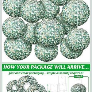 16 Pcs Eucalyptus Hanging Paper Lanterns 8 Inch Hanging Decorations